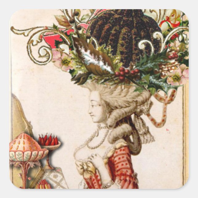 Let them eat pudding! Marie Antoinette Christmas Square Sticker (Front)