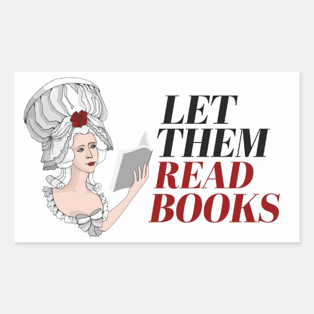 Let them read books rectangular sticker (Front)