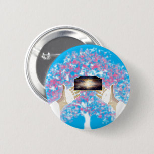 Let there be light: and there was light 6 cm round badge