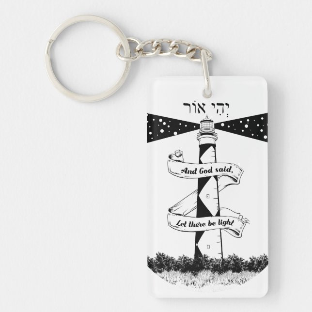 LET THERE BE LIGHT black and white Key Ring (Front)