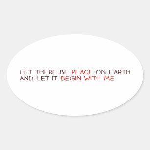 Let there be peace on earth oval sticker