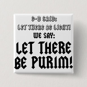 let there be purim 15 cm square badge