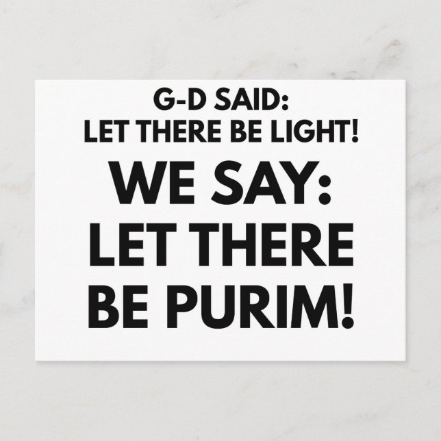 let there be purim blanco MEJORADA Postcard (Front)