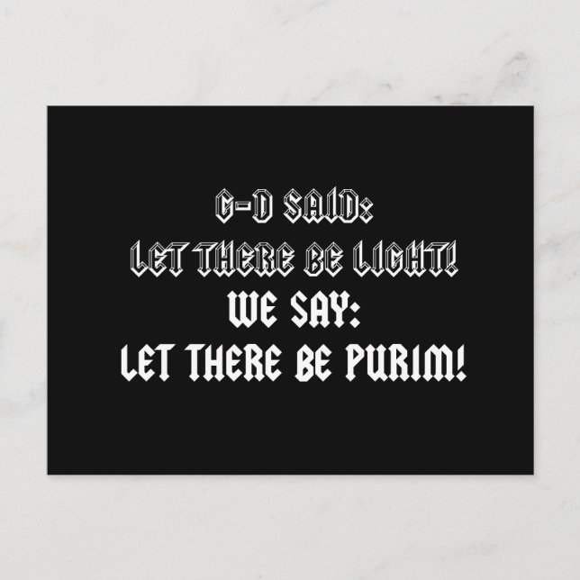 LET THERE BE PURIM POSTCARD (Front)