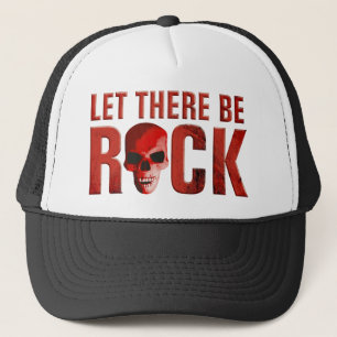let there be rock skull red trucker hat