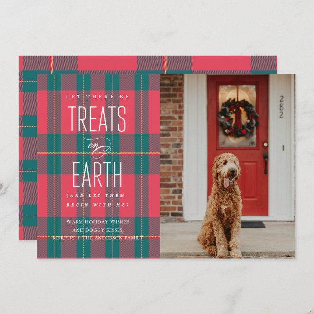 Let There Be Treats on Earth Pet Photo Holiday  Invitation (Front/Back)