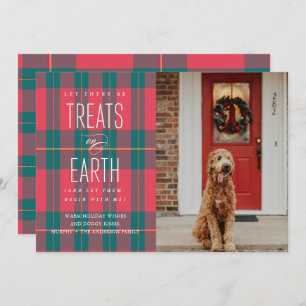 Let There Be Treats on Earth Pet Photo Holiday Invitation