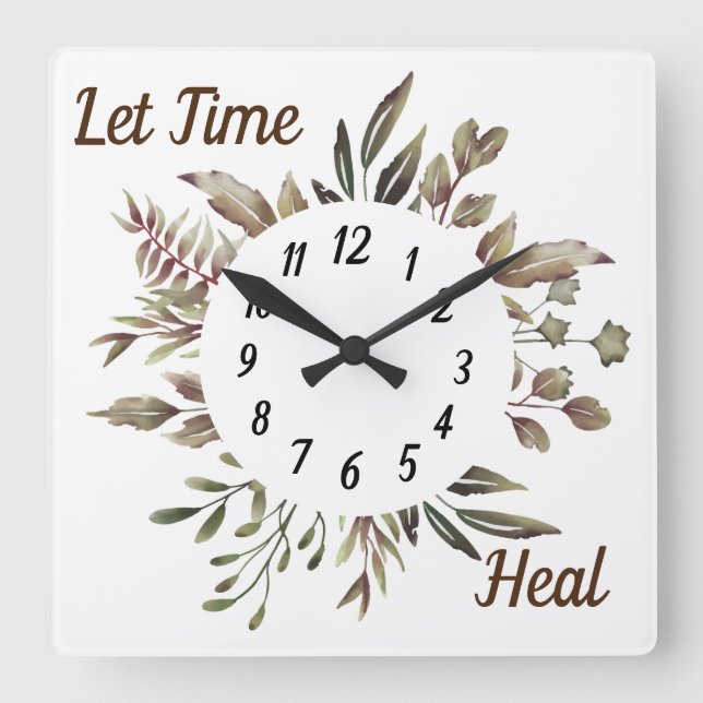Let Time Heal Square Leaf Clock (Front)