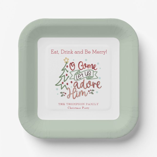 Let Us Adore Him Christmas Paper Plate (Front)