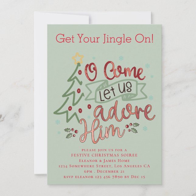 Let us adore him Merry Christmas Invitation (Front)