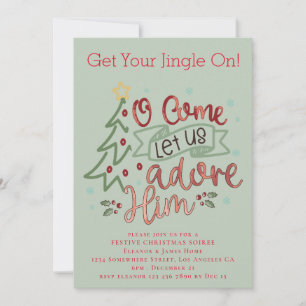 Let us adore him Merry Christmas Invitation