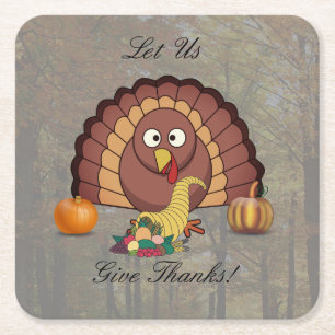 Let Us Give Thanks Square Thanksgiving Coasters