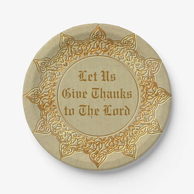 Let Us Give Thanks To The Lord - Small 7" Paper Plate (Front)