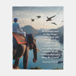 Let Us Make Man in Our image, God & Creation Verse Fleece Blanket
