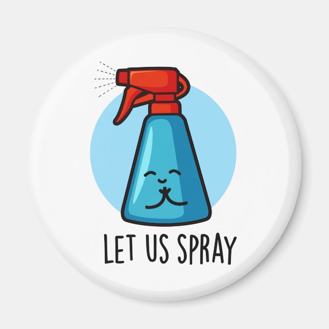 Let Us Spray Funny Praying Bottle Pun  Magnet (Front)
