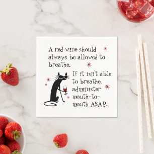Let Wine Breathe or Mouth-to-Mouth Funny Quote Napkin