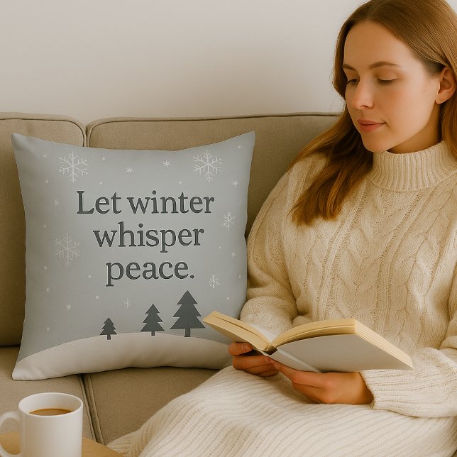 Let Winter Whisper Peace – Scandinavian Winter  Cushion (Let_winter_whisper_peace_Holiday_christmas_throw_Pillow)