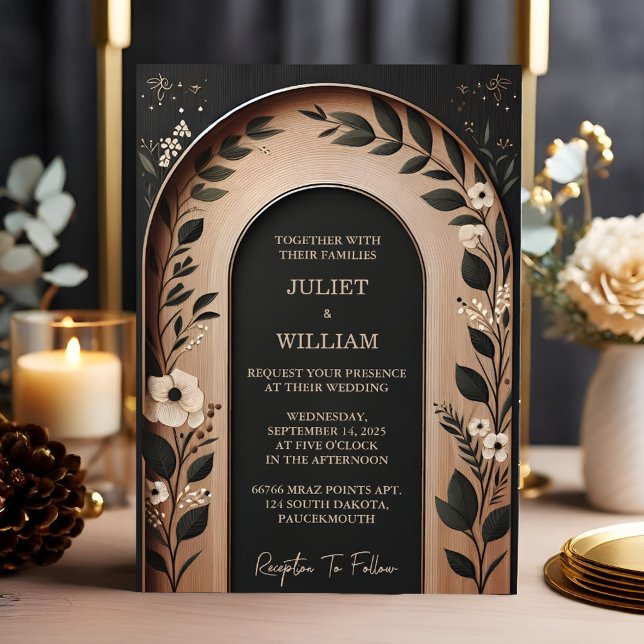 Let Wood Tree Forest Rustic Barn Farm Arch Wedding Invitation (Creator Uploaded)