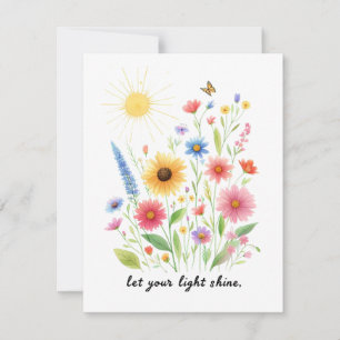 Let you light shine flowers and sun card