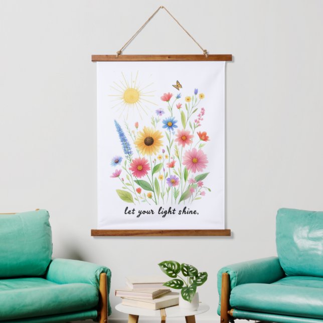 Let you light shine flowers and sun hanging tapestry (Living Room)