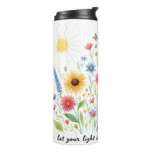Let you light shine flowers and sun personalised thermal tumbler