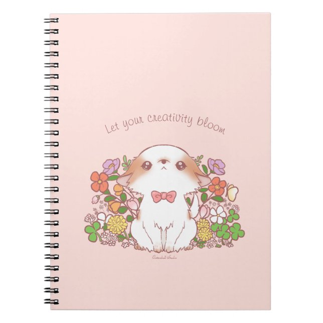 Let your creativity bloom Mochi and Flowers  Notebook (Front)