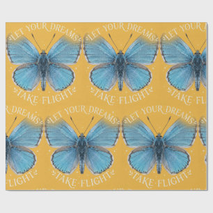 Let Your Dreams Take Flight Blue Butterfly Wrapping Paper
