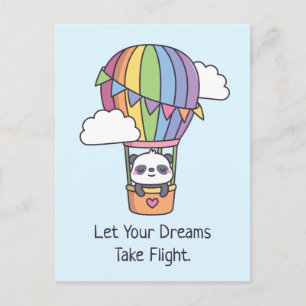 Let Your Dreams Take Flight, Panda Hot Air Balloon Postcard
