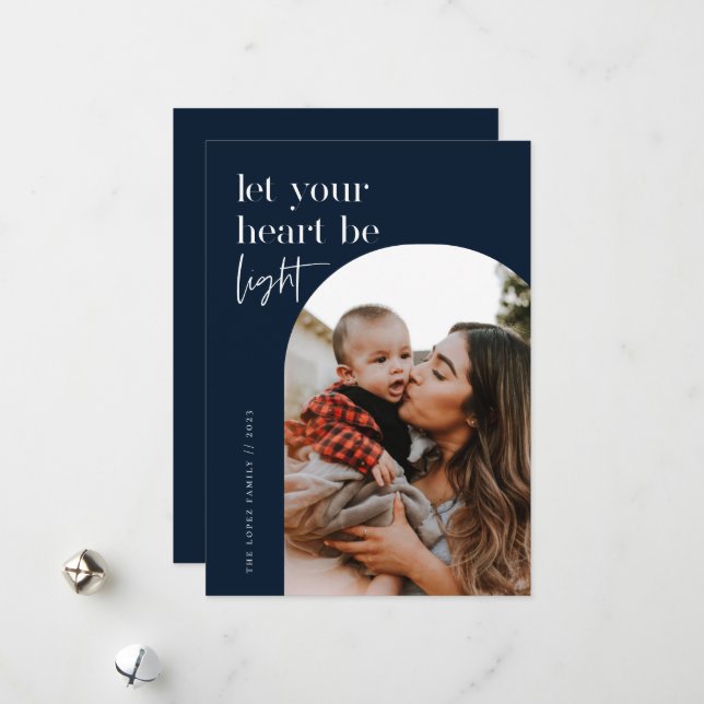 Let Your Heart Be Light Arch Photo Holiday Card (Front/Back In Situ)