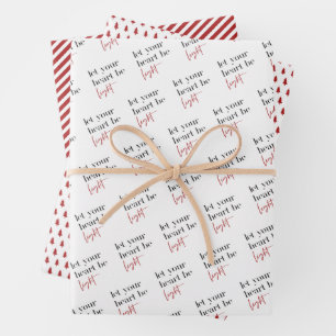 Let Your Heart Be Light Red Christmas Wrapping Paper Sheet