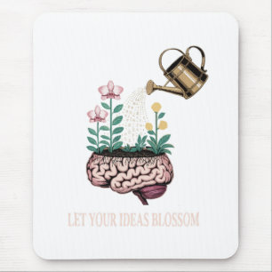 Let Your Ideas Blossom   Vintage Brain Garden  Mouse Pad