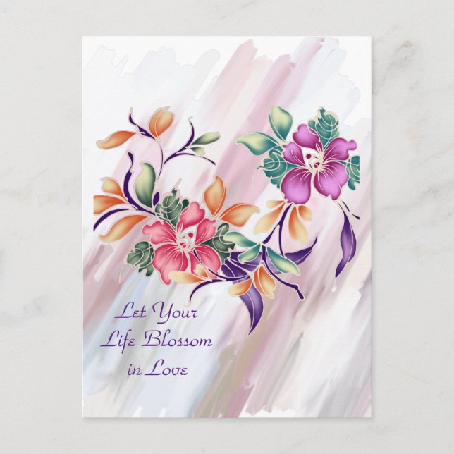 Let Your Life Blossom in Love Canvas Postcard Art (Front)