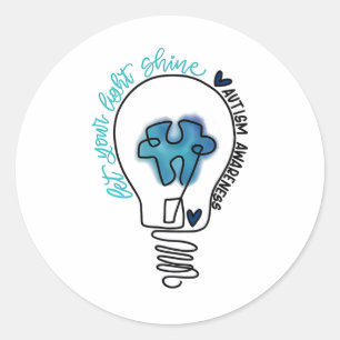 Let Your Light Shine Autism Awareness 1 Classic Round Sticker