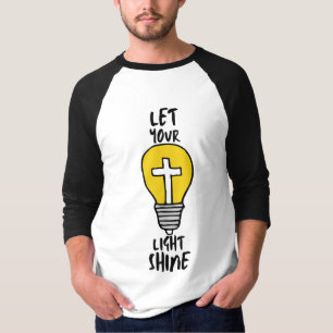 Let Your Light Shine Bible Cross 3/4 Men's T-Shirt