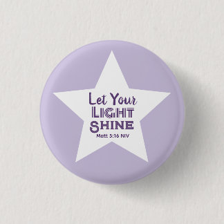 Let Your Light Shine Bible Verse White Star Purple 3 Cm Round Badge