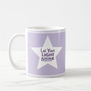 Let Your Light Shine Bible Verse White Star Purple Coffee Mug