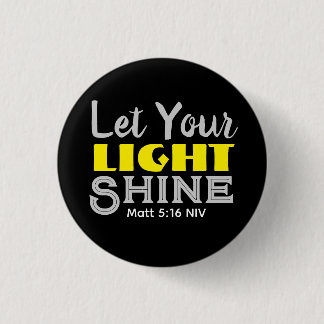 Let Your Light Shine Bible Verse Yellow Cute Black 3 Cm Round Badge
