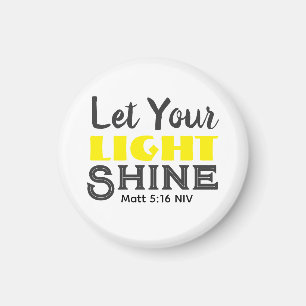 Let Your Light Shine Bible Verse Yellow Cute White Magnet