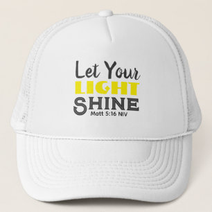 Let Your Light Shine Bible Verse Yellow Cute White Trucker Hat