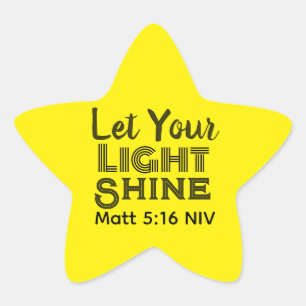 Let Your Light Shine Bible Verse Yellow Star Sticker