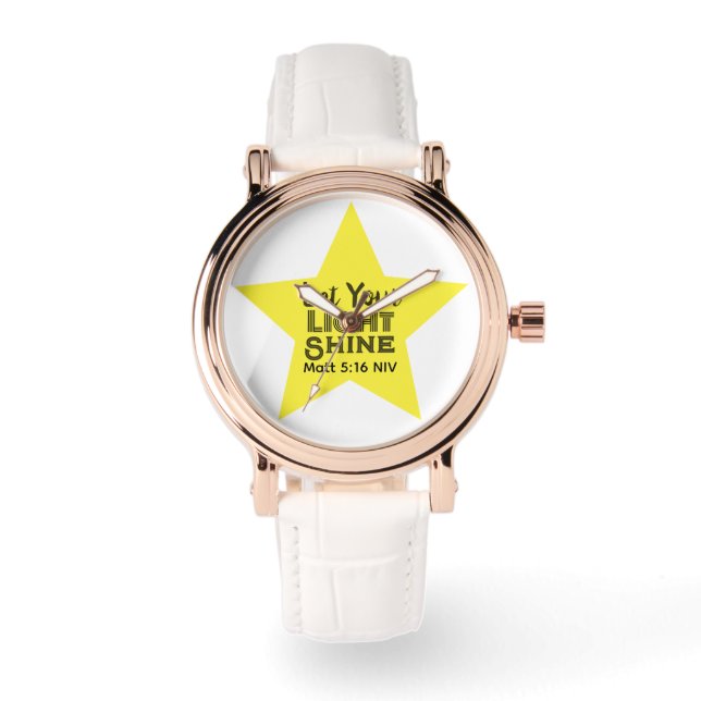 Let Your Light Shine Bible Verse Yellow Star Watch (Front)
