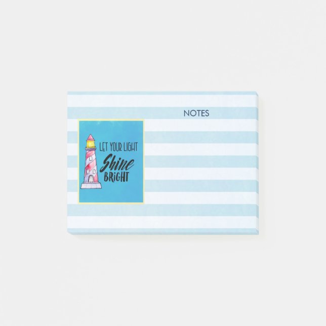 Let Your Light Shine Bright Lighthouse Typography Post-it Notes (Front)