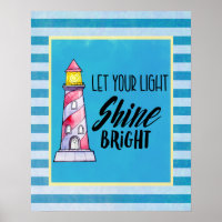 Let Your Light Shine Bright Lighthouse Typography