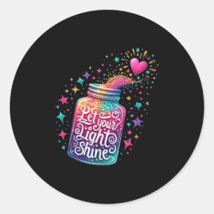Let Your Light Shine Colourful Stars Heart Classic Round Sticker