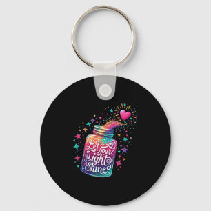 Let Your Light Shine Colourful Stars Heart Key Ring