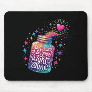 Let Your Light Shine Colourful Stars Heart  Mouse Pad