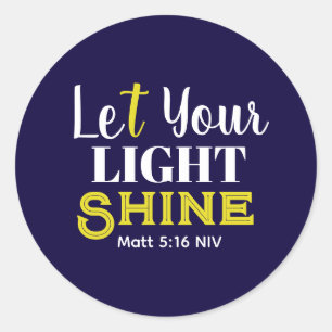 Let Your Light Shine Cute Dark Blue Graduation Classic Round Sticker