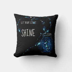 Let Your Light Shine Fireflies Mason Jar Cushion