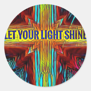 "Let Your Light Shine" Modern Diversity Cross Classic Round Sticker