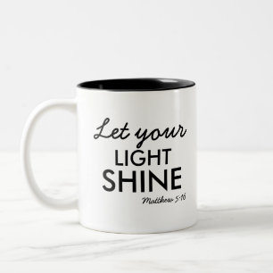 Let Your Light Shine Personalized Bible Christian Two-Tone Coffee Mug